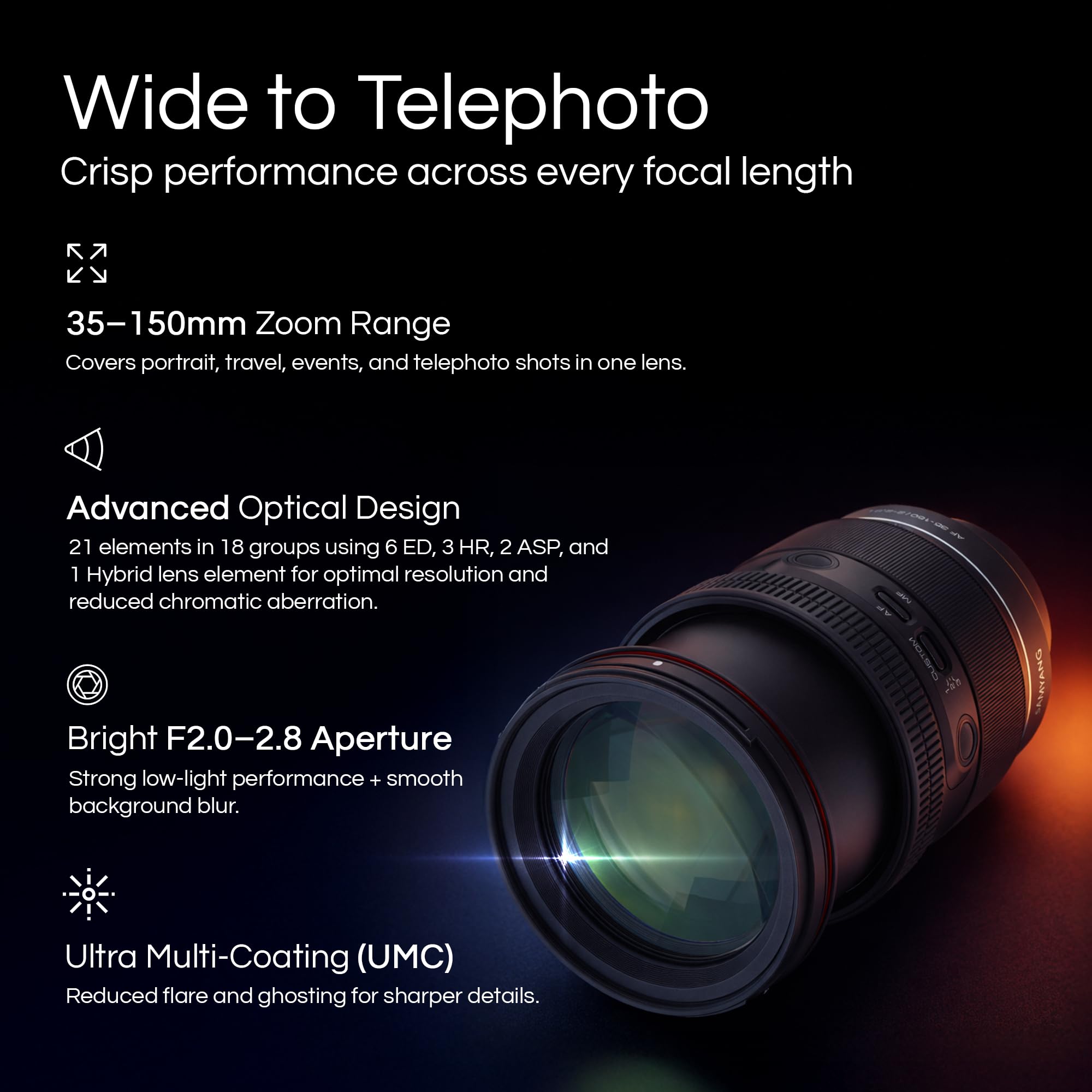 Samyang 35-150mm F2.0-2.8 Fast All Around AF Zoom Lens for L Mount