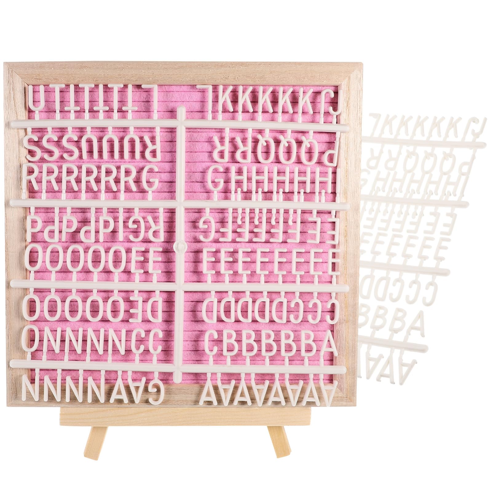 Tablero de Fieltro con Letras Rosa, Marco de Madera Doble Cara