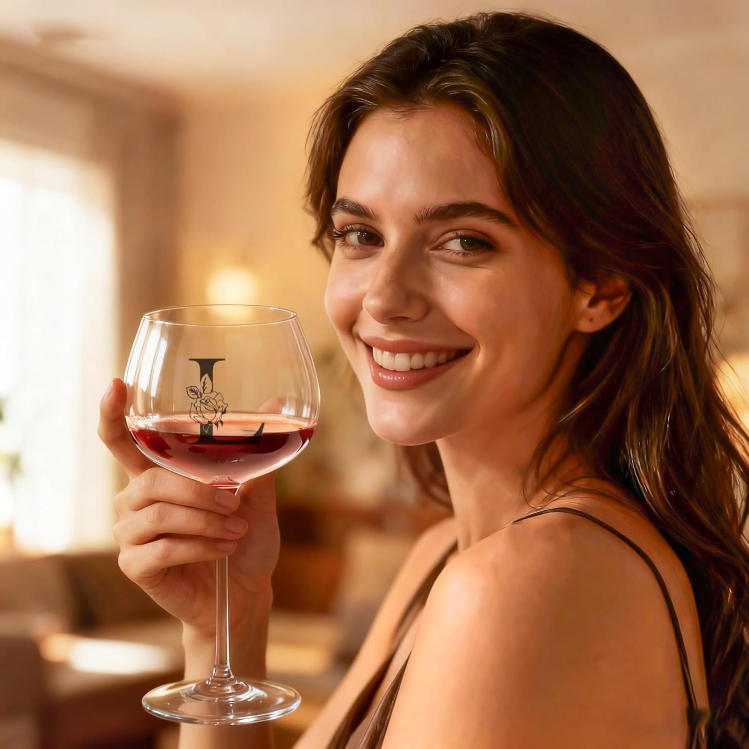 Personalized Wine Glass-Engraved Monogrammed A-Z Customized Wine Glass Birthday Gifts for Women, Unique Mothers Day, Anniversary, Christmas Gift for Her, Mom, Friend, Wife, Sister (L, 14 oz) - Image 4