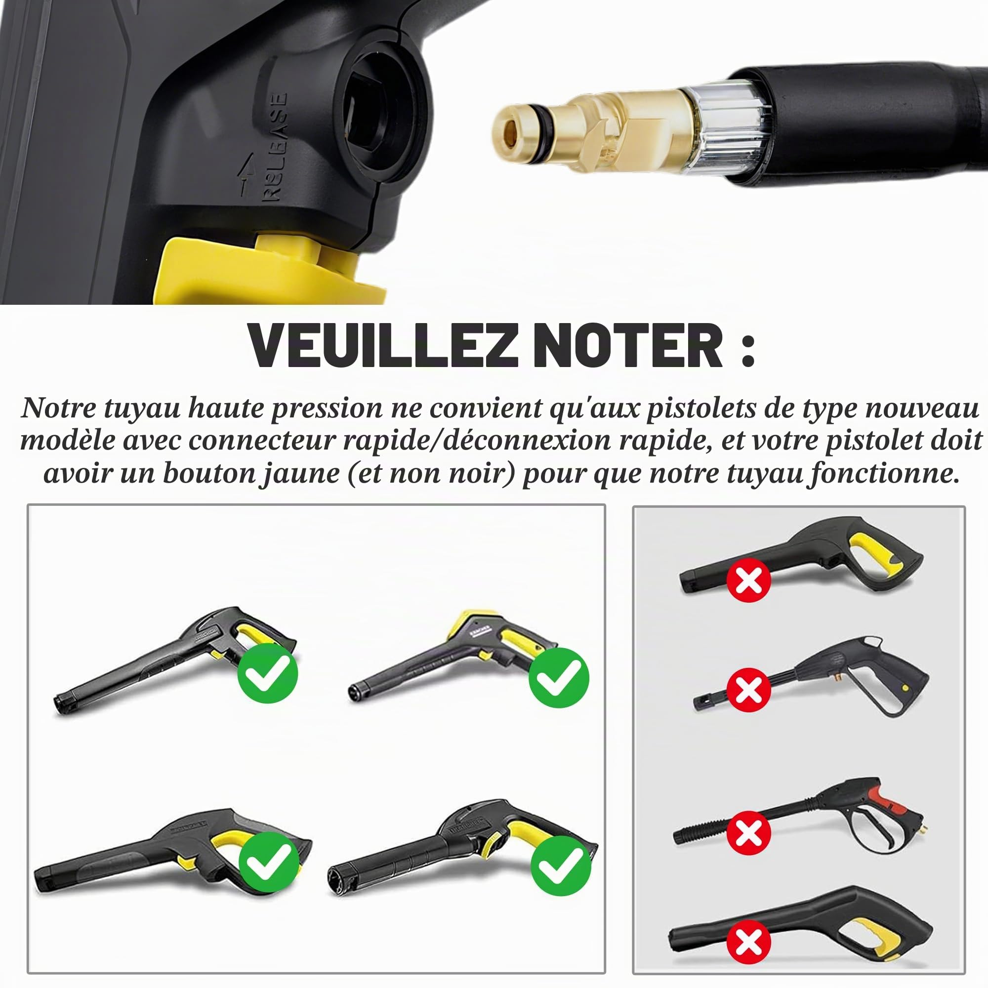 20m Flexible Tuyau pour Kärcher K2 K3 K4 K5 K6 K7 Nettoyeur Haute Pression Accessoires Tuyau de Rechange d'extension Rallonge Tuyaux de Rechange Pièces Détachées avec Connecteur Rapide