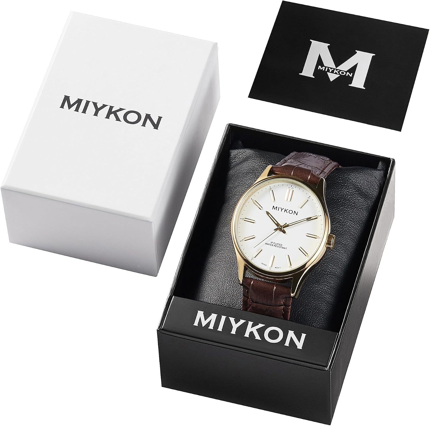 Miykon Dress Watches for Men – Classic Ultra-Thin Analog Minimalist Casual Watch with Genuine Leather Strap – Japanese Quartz, Waterproof to 100ft