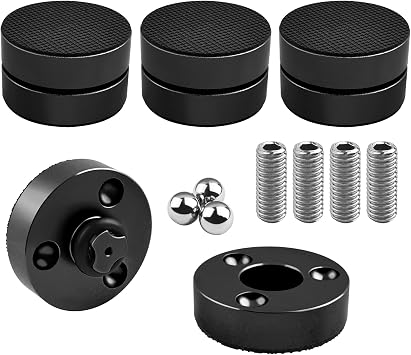 3-Point Isolation Feet for Speakers & Turntables, Brass and Aluminum Anti-Vibration Spikes for Audiophiles, Enhanced Sound QualityBlack