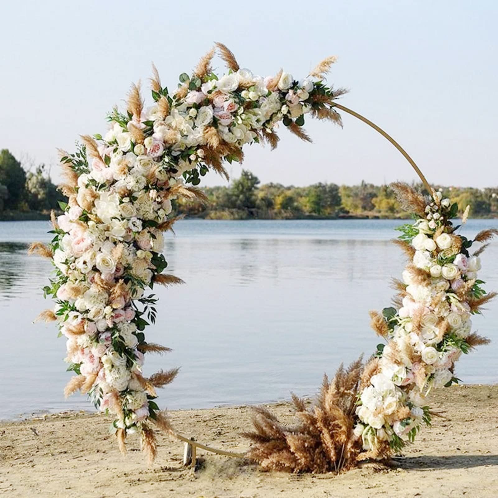 Okrągły stojak na łuk ślubny, złoty okrąg, łuk ślubny, rama łuku balonowego, dekoracja na przyjęcie urodzinowe, baby shower, 1,5 m