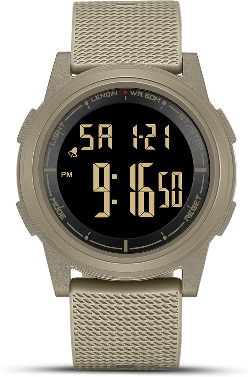 LN LENQIN Mens Watches Digital Waterproof Sports Watch for Men Stopwatch | Ultra-Thin Minimalist Military Men's Wrist Watches with LED Backlight/Alarm/Timer/Date