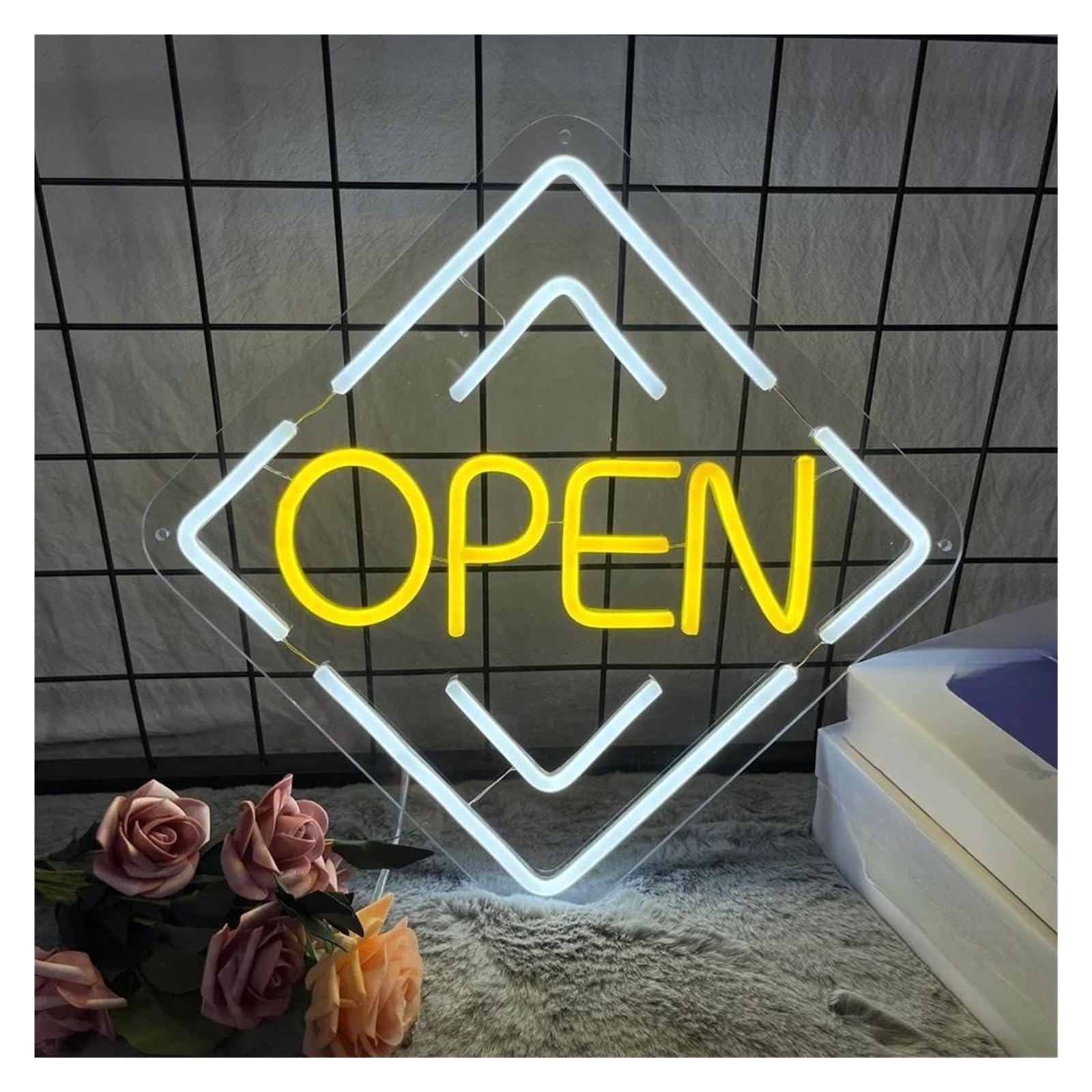 SHOUXI Sign Lamp Open Neon Sign Brightness Adjustable Light for Cafe Bar Restaurant Business Decor Sign Illuminated USB Powered(30X30cm)