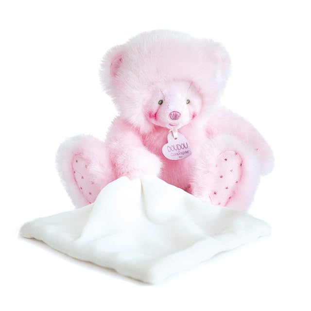 Doudou et Compagnie DC3551 TROP MIMI - Oso de peluche con pañuelo, color rosa