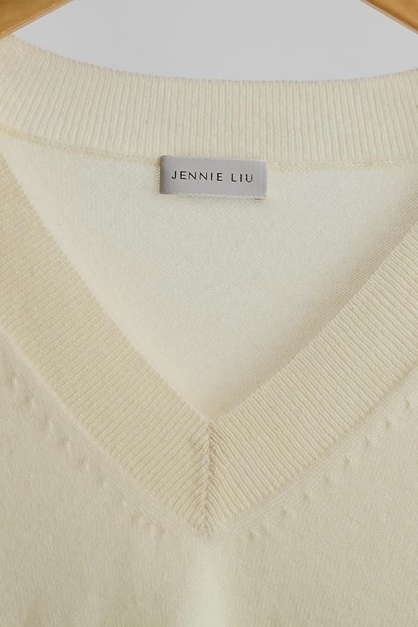 JENNIE LIU Women's 100% Pure Cashmere Long Sleeve Ava V Neck Pullover Sweater by JENNIE LIU - Used condition - US$128.22