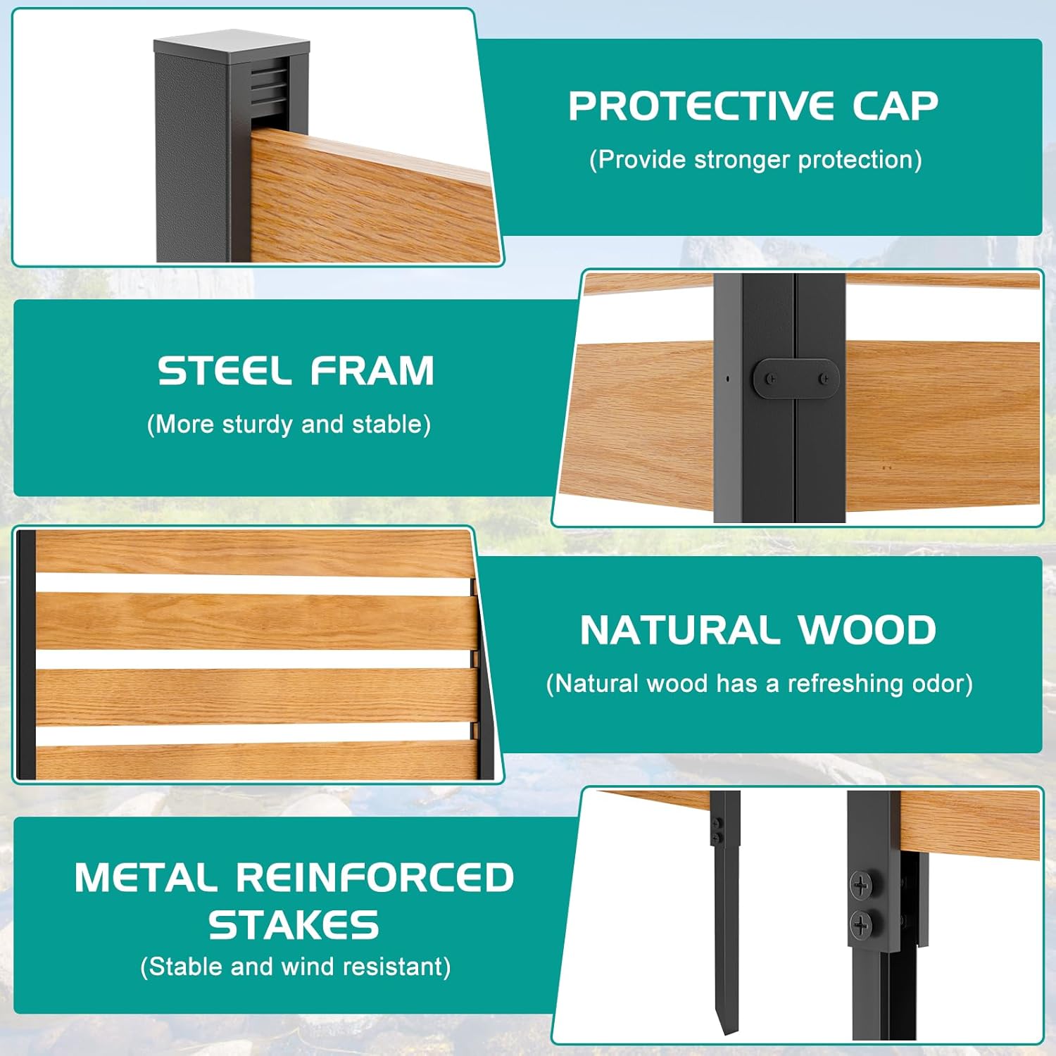 ZIIKEBTUY Air Conditioner Fence 2 Panel, 36" W x 44" H Privacy Screens Panels for Outside, Wood Pool Equipment Enclosure with Metal Stakes, Outdoor Freestanding Trash Can Fence