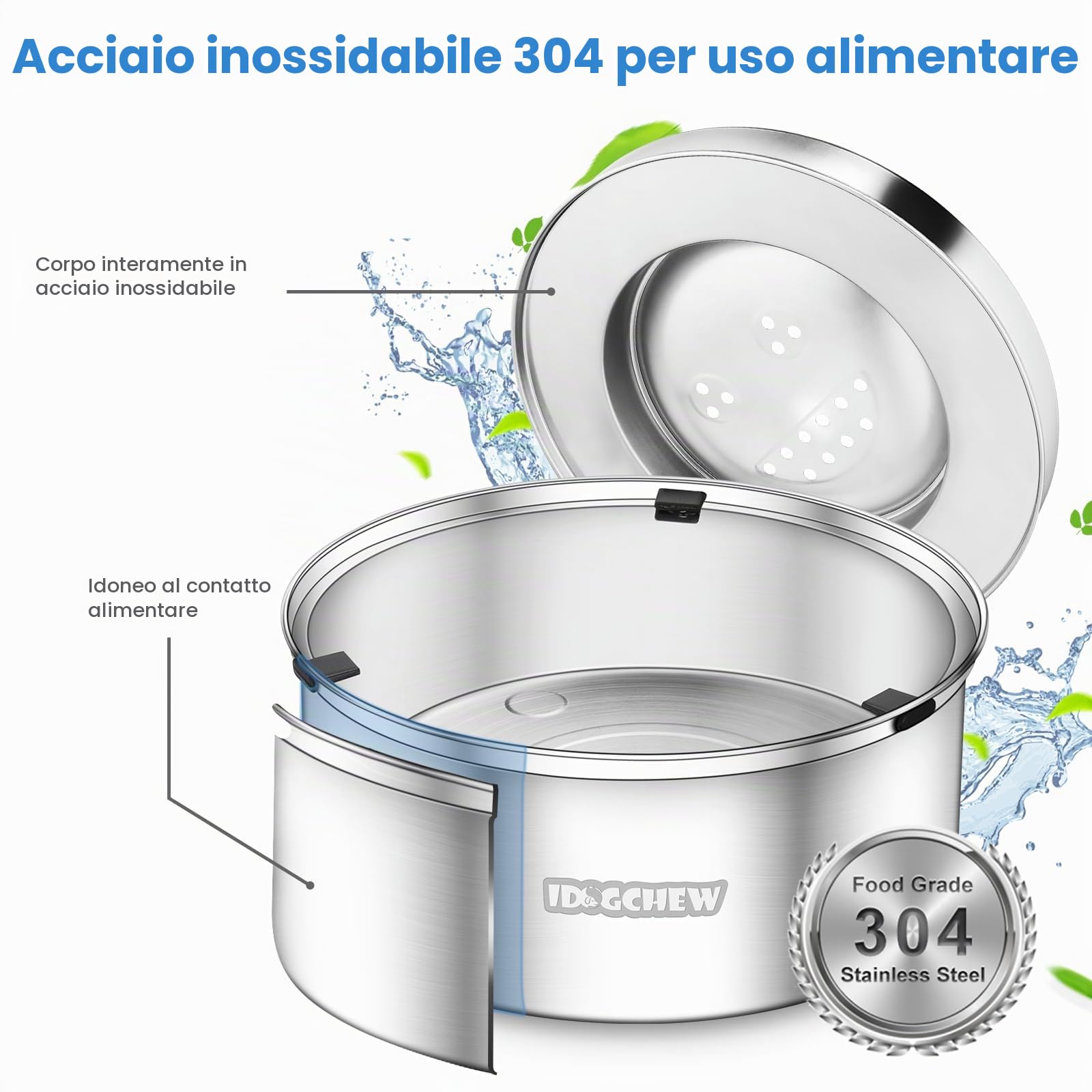 Ciotola Acqua Cane Antigoccia da 1 L, in Acciaio, Grande Capacità, Anti-Fuoriuscita, Ciotola Galleggiante Senza Sporcare, Antiscivolo, Ideale per Cani e Cuccioli