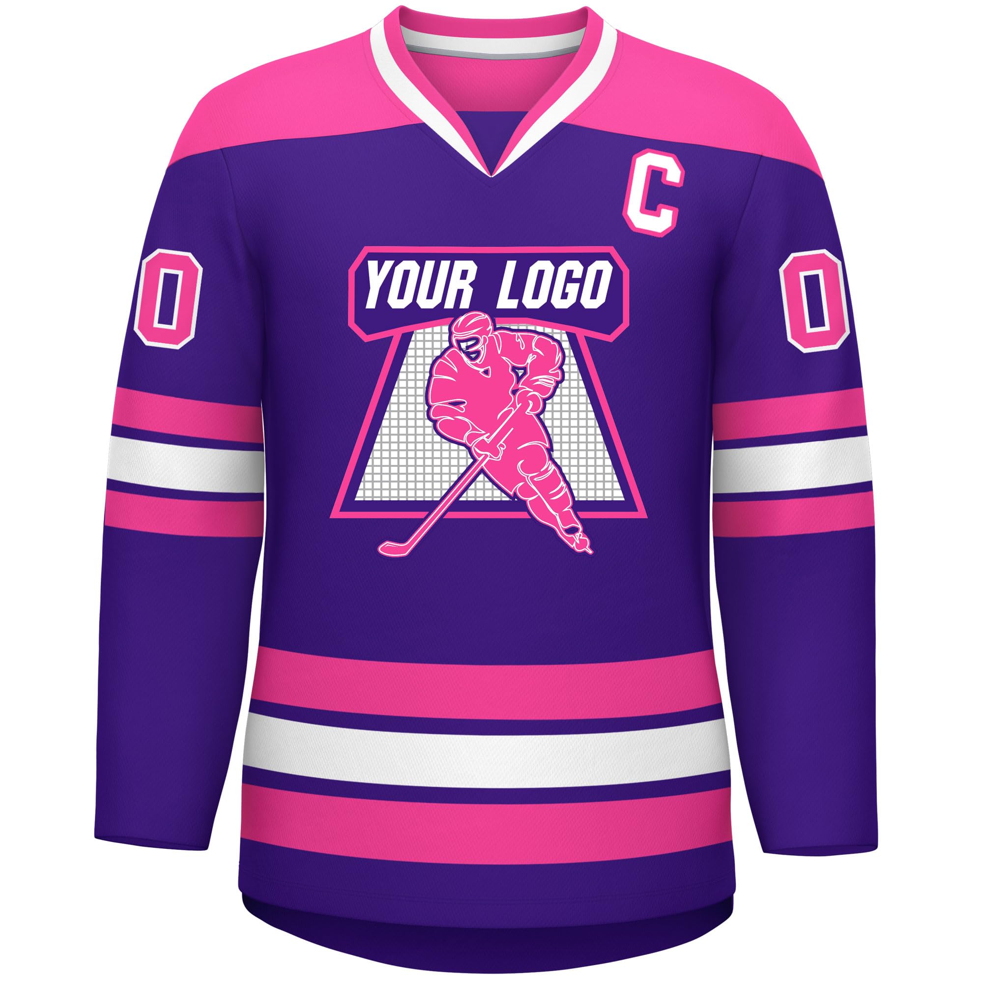 Custom Hockey Jersey Stitched or Printed Name Number V-Neck Athletic Jersey