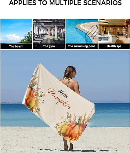 Miniatura 6 de Hello Pumpkins Bath Towels for Bathroom Set - Luxury Towels Gifts for Women,Quick Dry Beach Kitchen Hand Hair Face Yoga Workout Gym Towel and Dish