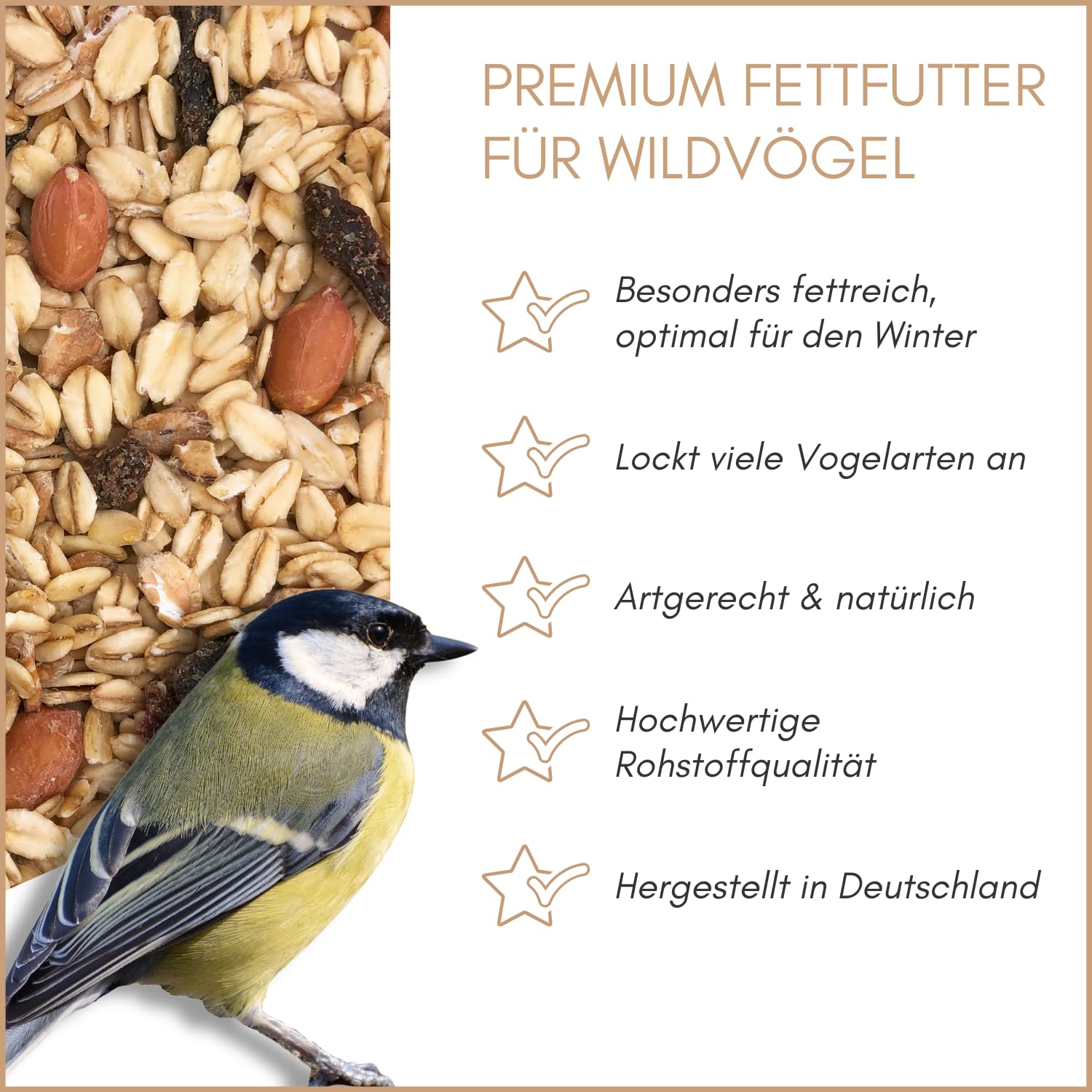 Supravit Premium Fettfutter für Wildvögel 25 kg - schmackhaftes Vogelfutter & Winterfutter für Vögel - fettreiches Wildvogelfutter als Energielieferant für alle Wildvögel im Winter