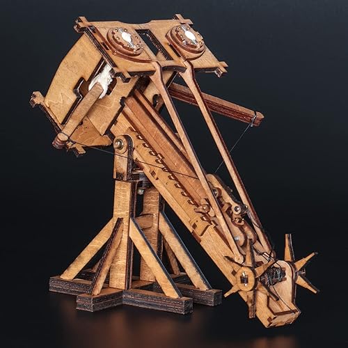 Miniatura 2 de YAQUMW La mini balista romana Europa Medieval Siege Chariot Catapulta de madera DIY rompecabezas 3D Kits de modelos Proyectos STEM Juguetes de mesa