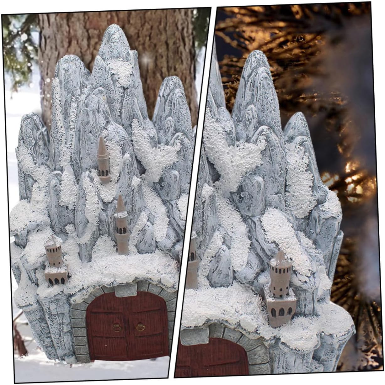 Zerodeko Icing Castle Decorative Snowy Ornament 7 Resin Emulational ICY Castle Art Piece for Home Decor and Holiday Displays