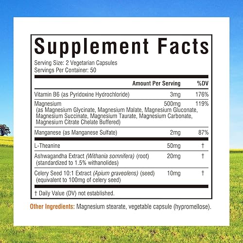 Miniatura 2 de Innate Vitality Suplemento de magnesio, cápsulas de magnesio 7 en 1 con vitamina B6, Ashwagandha, L-teanina y apio, citrato y glicinato, alta