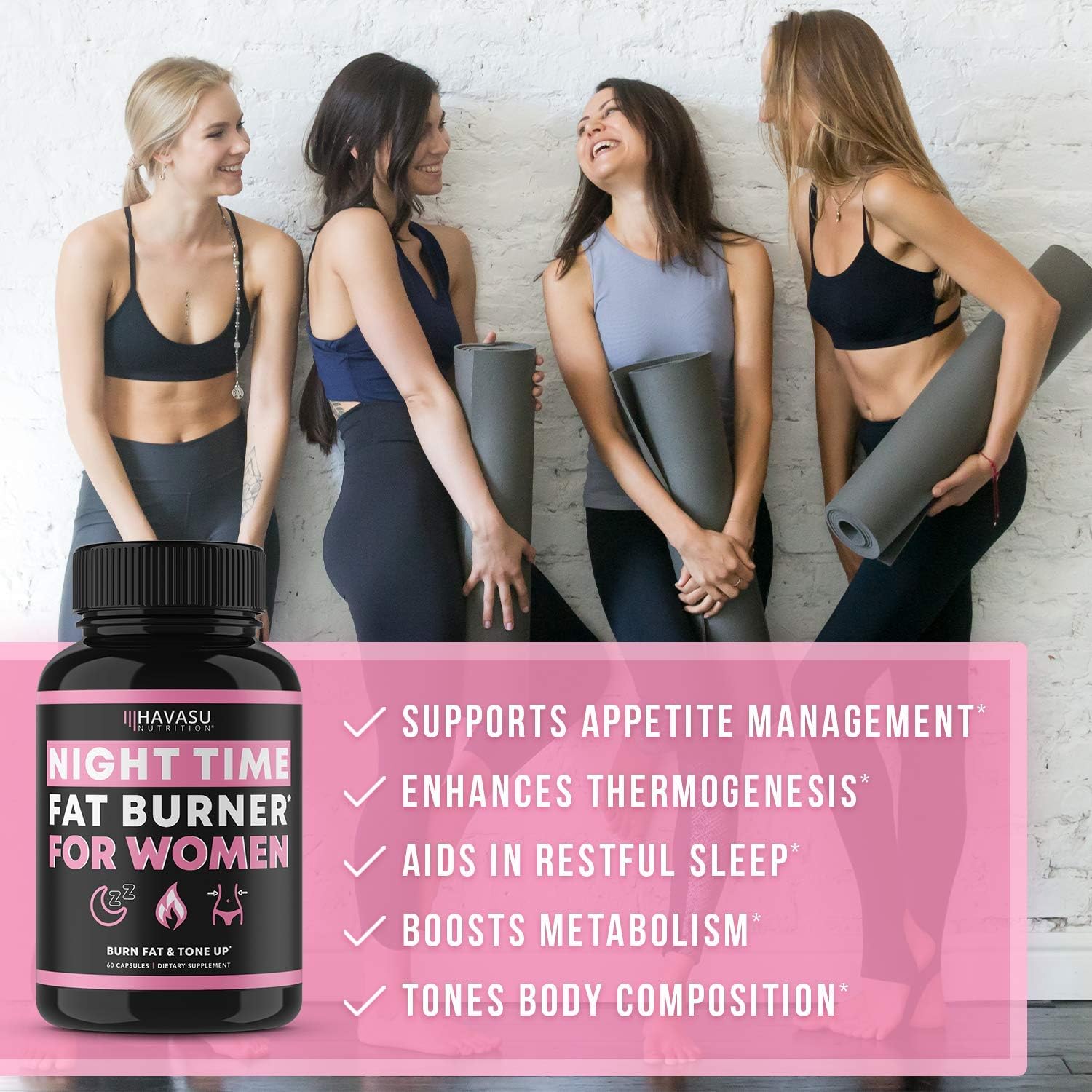 Havasu Nutrition Night Time Fat Burner for Women | Sleep Aid, Appetite Suppressant, and Metabolism Booster for Detox & Cleanse | Healthier Weight Loss | 60 Vegetarian Weight Loss Pills for Women : Health & Household