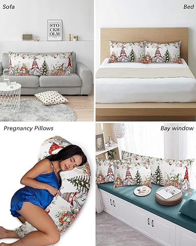 Miniatura 6 de Funda de almohada corporal de Navidad, fundas de almohada suaves y decorativas de lujo para sofá largo lumbar con cierre de sobre, bolas de bayas de