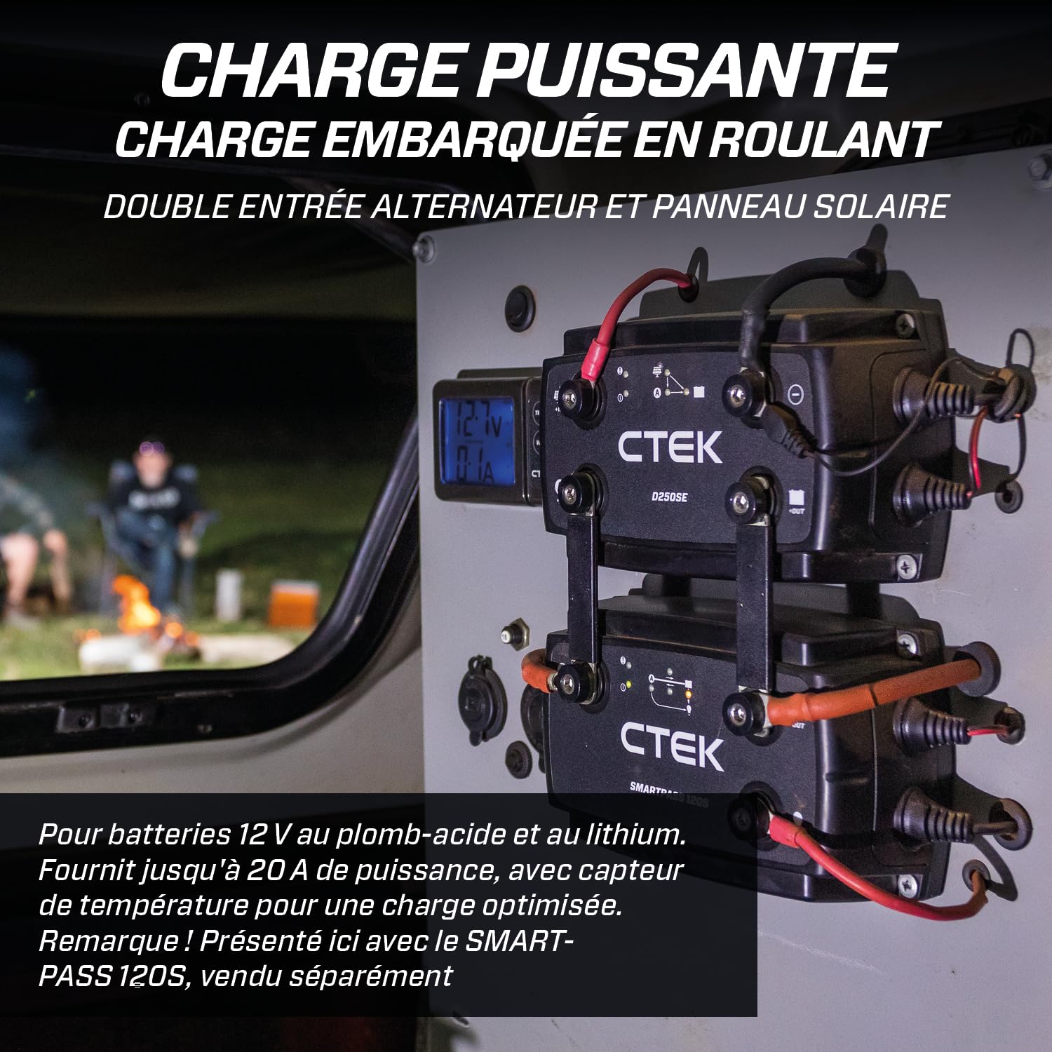 CTEK D250SE Chargeur De Batterie 12V 20A pour Les Batteries De Démarrage Et De Service dans Les Véhicules Récréatifs, Les Camions Et Les 4x4, Chargeur De Batterie Solaire Et Mainteneur De Batterie