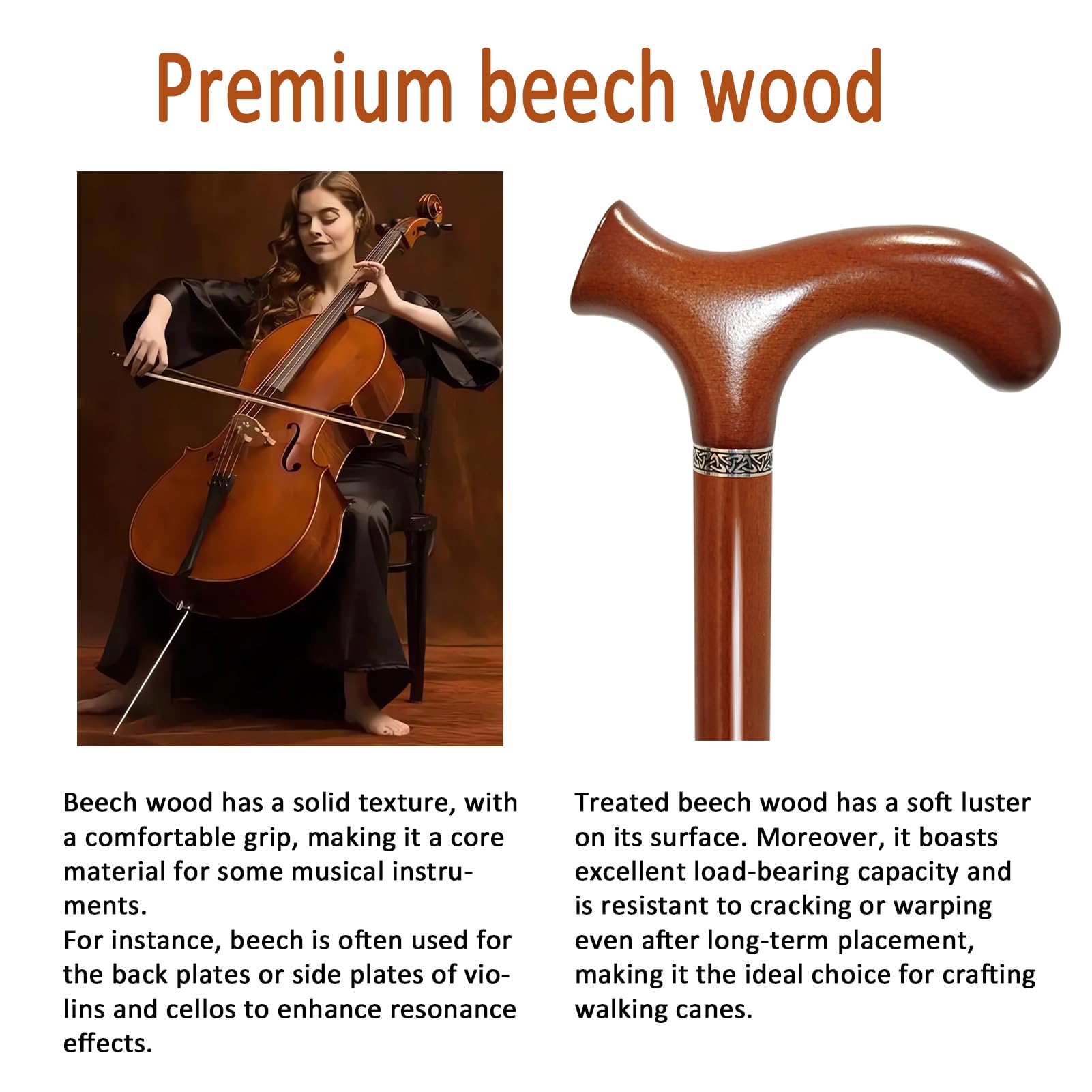 Walking Stick with 4 Height - Handmade Wooden Walking Sticks for Men & Women, Ergonomic Gents Derby Wood Sticks Cool -Stylish Gents Wooden Walking Cane