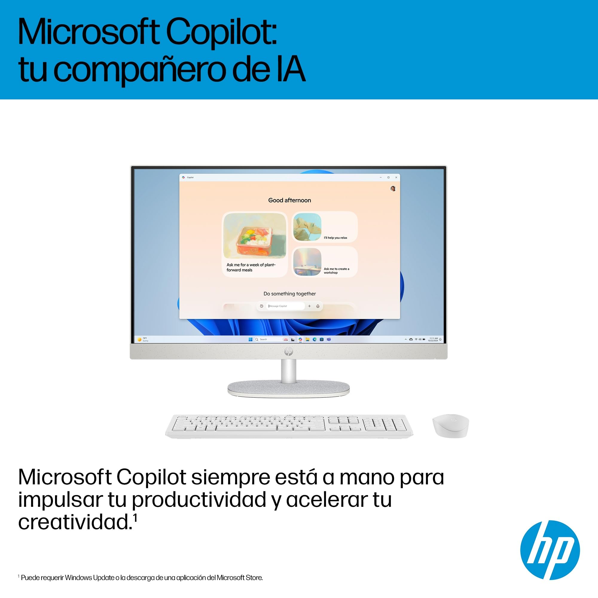 HP 27-cr2002ss - Ordenador de 27" Full HD con Cámara, Teclado y Ratón Inalámbricos (Intel Core Ultra 5 225U, 32GB RAM, 1TB SSD, Intel UHD Graphics, Windows 11) Blanco - Teclado QWERTY Español — view 6