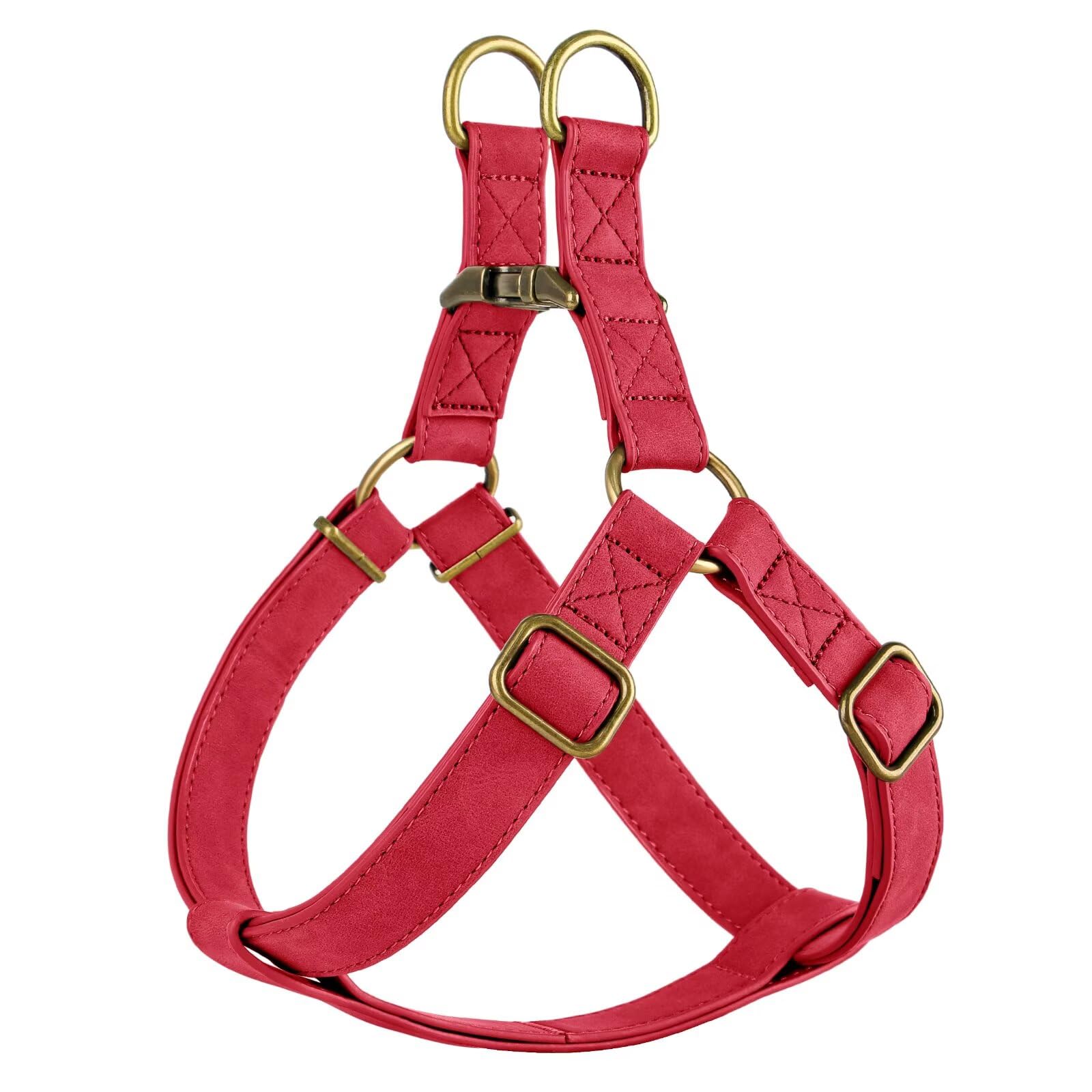 Harnais Didog step in cuir rouge finie la pression au cou