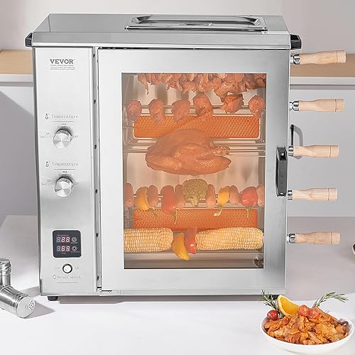 Miniatura 8 de VEVOR Shawarma - Máquina de parrilla con 5 cuerdas de capacidad para barbacoa, máquina de cocina Shawarma de pollo con 2 quemadores, asador vertical