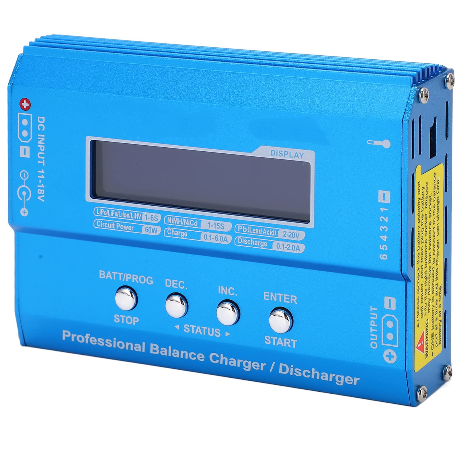 Naroote Chargeur de Balance de Batterie LiPo 60 W 6 A, Petite Station de Charge Multifonctionnelle Puissante, Analyseur de Batterie avec Mesure de Température, Idéal pour LiPo Life LiIon NiCd NiMH