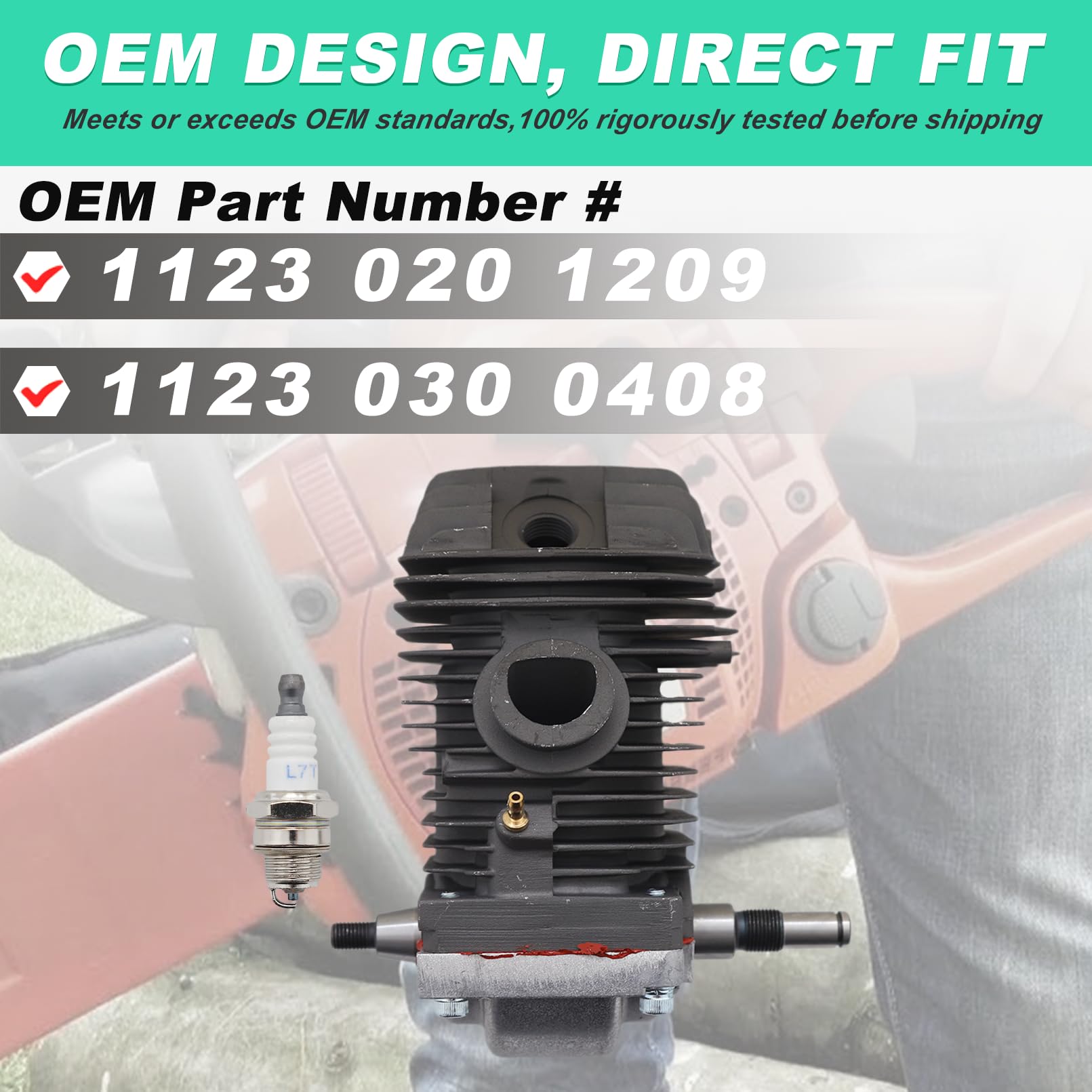 Adefol Kit de cilindro de 42,5 mm para motosierras Stihl MS250 MS230 023 025, cilindro con línea de combustible, filtro de combustible, sello de aceite, filtro de aire, repuesto OEM 1123 020 1209