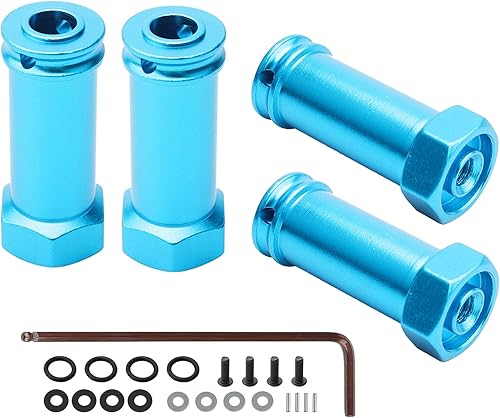 Miniatura 5 de 4 adaptadores hexagonales de aluminio de 0.472 in para rueda de 1.181 in de extensión, eje de desplazamiento amplio, piezas de actualización para