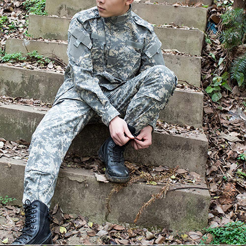 Hommes Tactique Uniforme, 2 Pièces Tenues de Combat, Veste Militaire Multi-Poches & Pantalons Armée Costume pour lAirsoft Paintball Chasse Jeu de Guerre Escalade Woodland