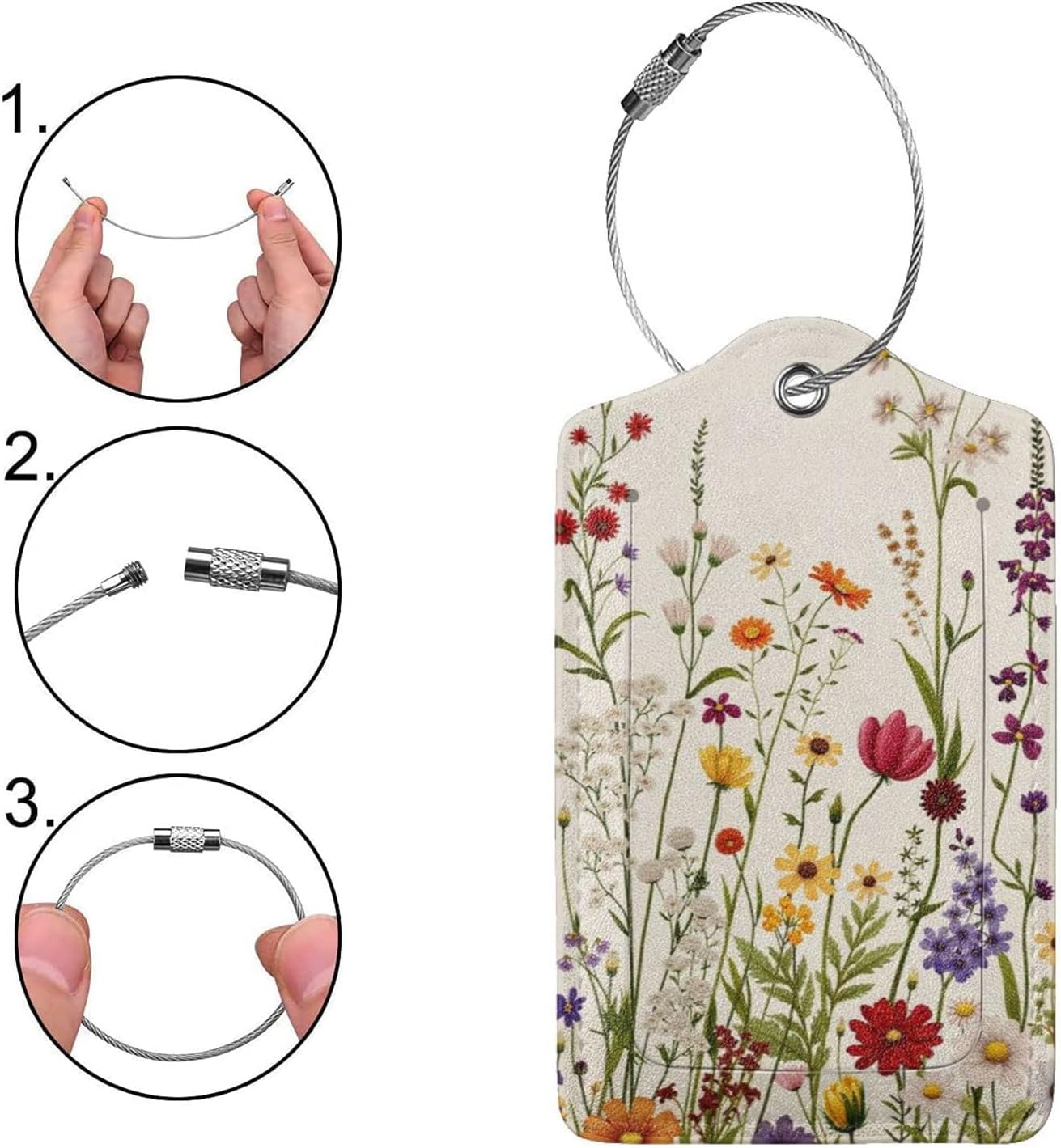 2 Pack Luggage Tags for Suitcases - Colorful Floral Flowers image 3