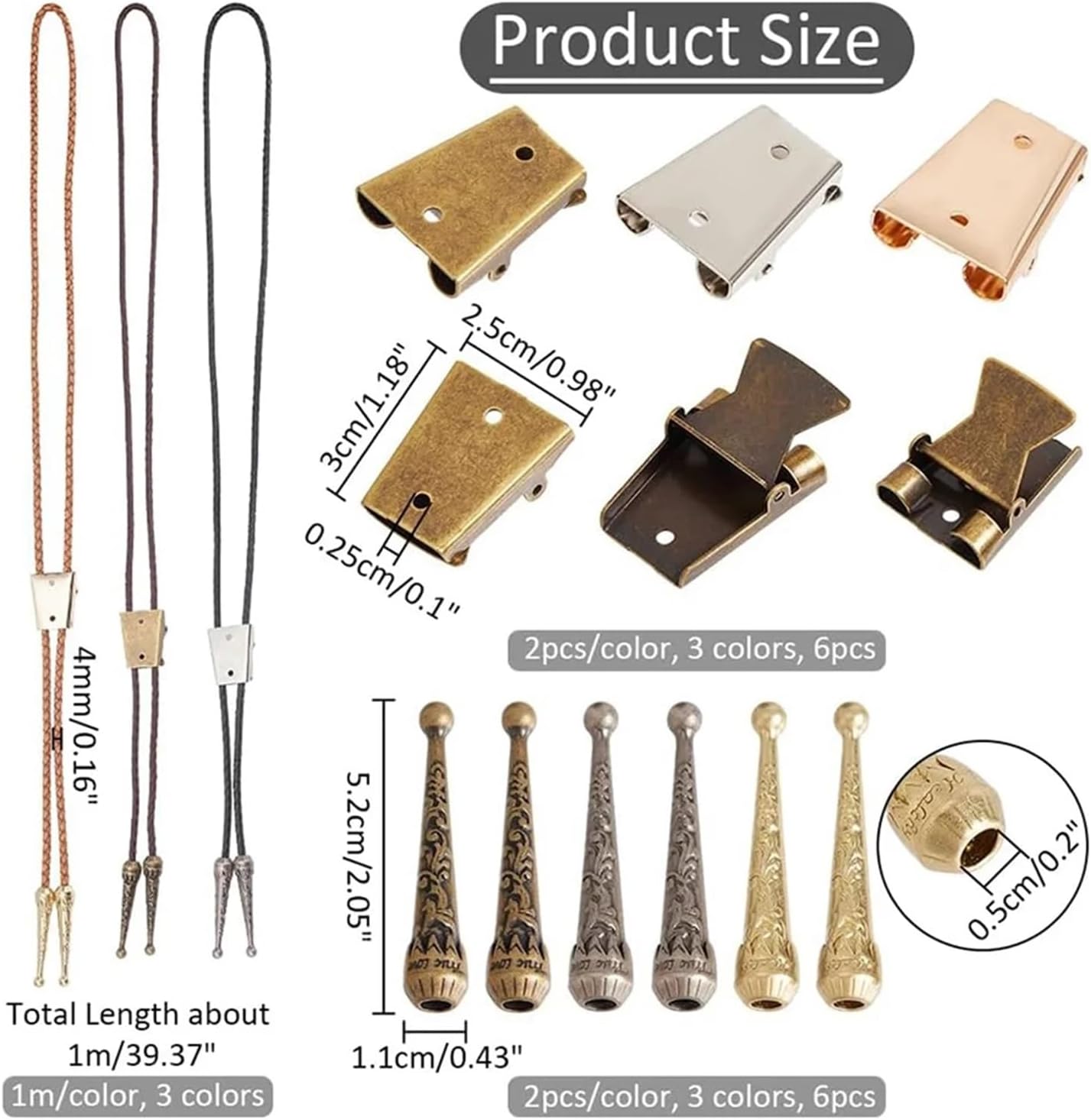 Bolo Tie Making Kit 2 Set Tie Making Kit, Head Replacement End Cap