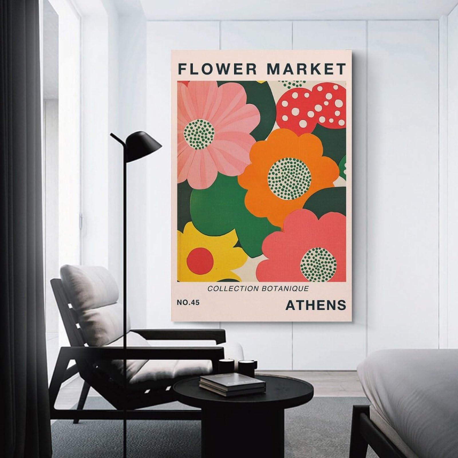 Junmoney Unframe-Style-16 Athens Flower Market Botanical Travel Poster Room Decor Wall Art 24X36inch(60X90cm), For Entrance Walls, Hall Decor Or Foyers, A Neat Decor Update For Hallways