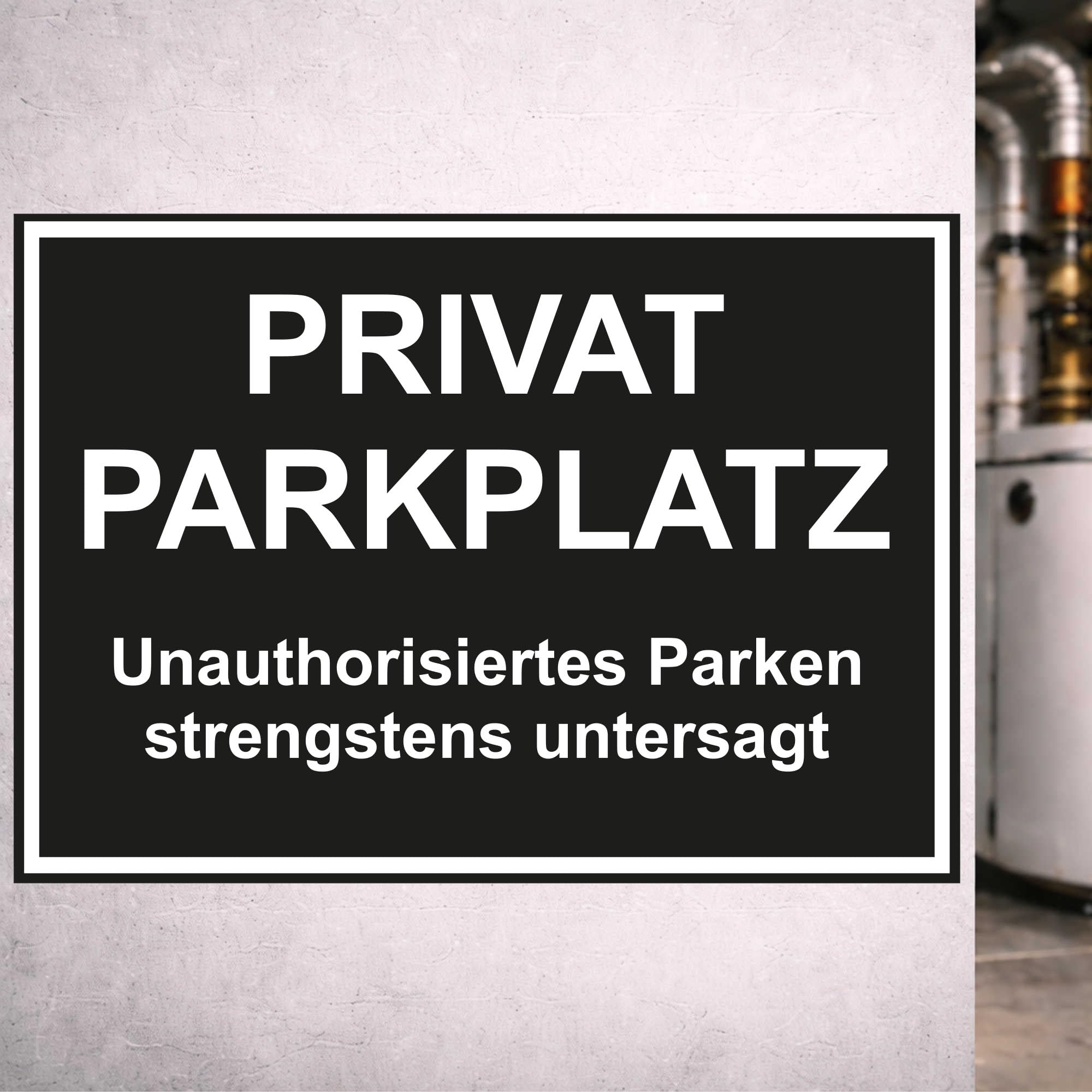 Indigos UG - Aufkleber Privatparkplatz - 840x594 - Hinweisschild Warnschild Sicherheitsschild - Sticker - für Innen und Außen
