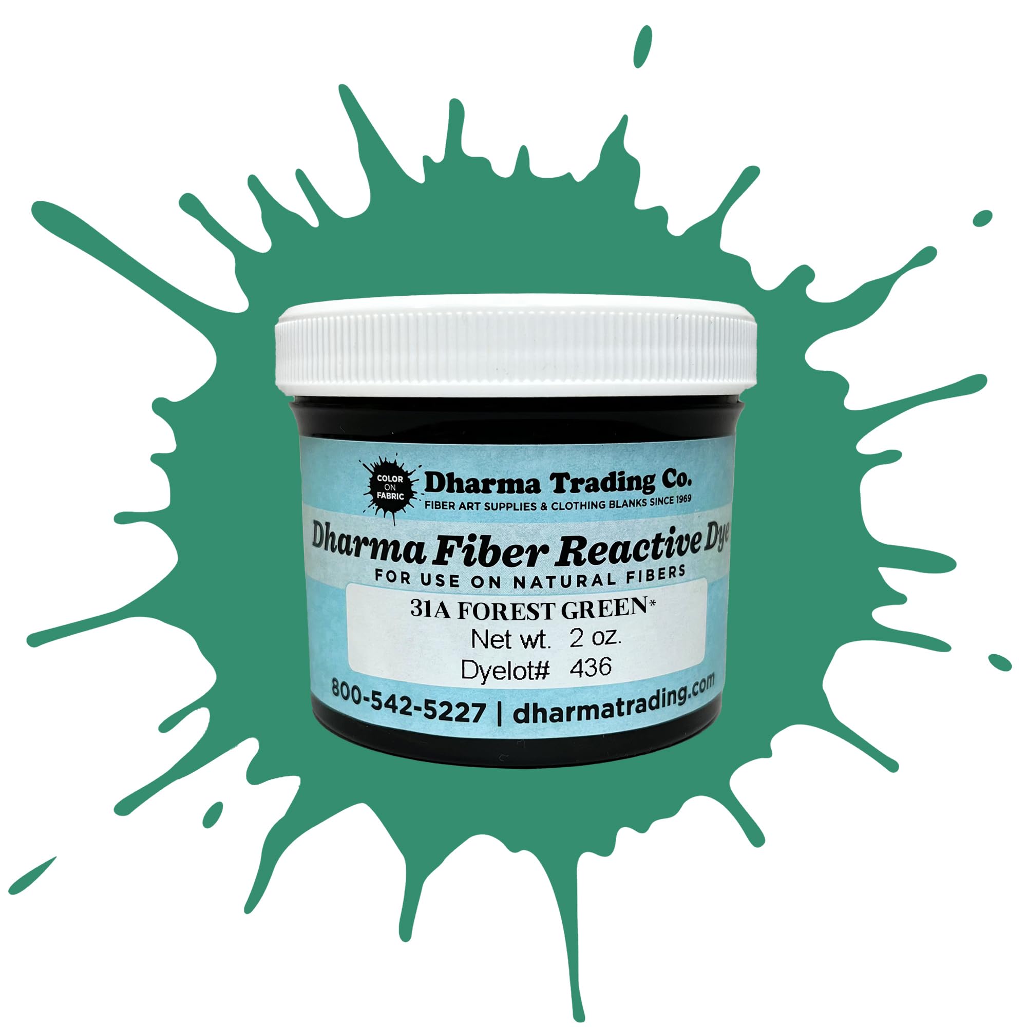 Dharma Fiber Reactive Procion Dye - #1 for Tie-Dye & Ice Dye. Vibrant, Permanent Colors Trusted Since 1969 (Forest Green PR31A, 2 oz.)