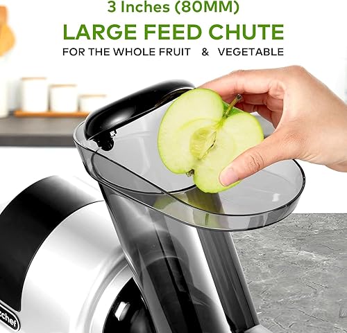 Miniatura 2 de 5 en 1 máquina exprimidora de masticación, exprimidor eléctrico lento con canal de alimentación de 3 pulgadas, picadora de carne, máquina de