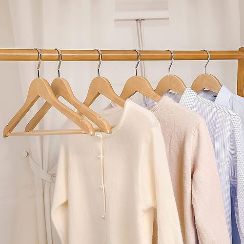 Miniatura 7 de TOPIA HANGER CT01N - Perchas de madera de alta calidad, perchas de lujo para armario, perchas de madera con gancho extra grueso y barra