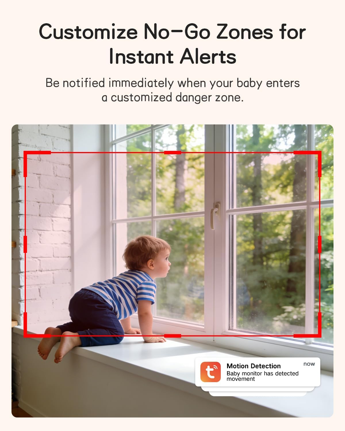 2K Smart WiFi Baby Monitor with Camera and Audio, 5" Display, Smartphone App, Auto Tracking, Cry & Motion Detection, Temp & Humidity Sensor, HD Night Vision