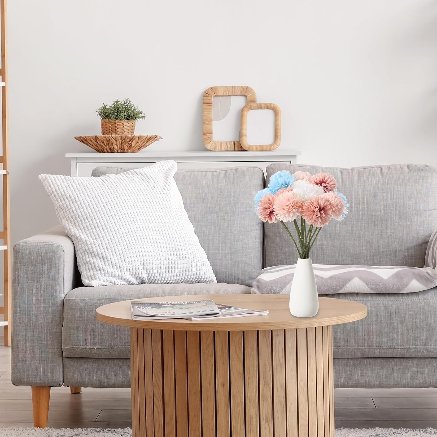 HARFINGTON 12pcs Artificial Chrysanthemum Ball Flowers Faux Chrysanthemum Flowers Bouquet Silk Fake Mum Flower for Home Garden Wedding Party Decoration, Dusty Pink - Image 5