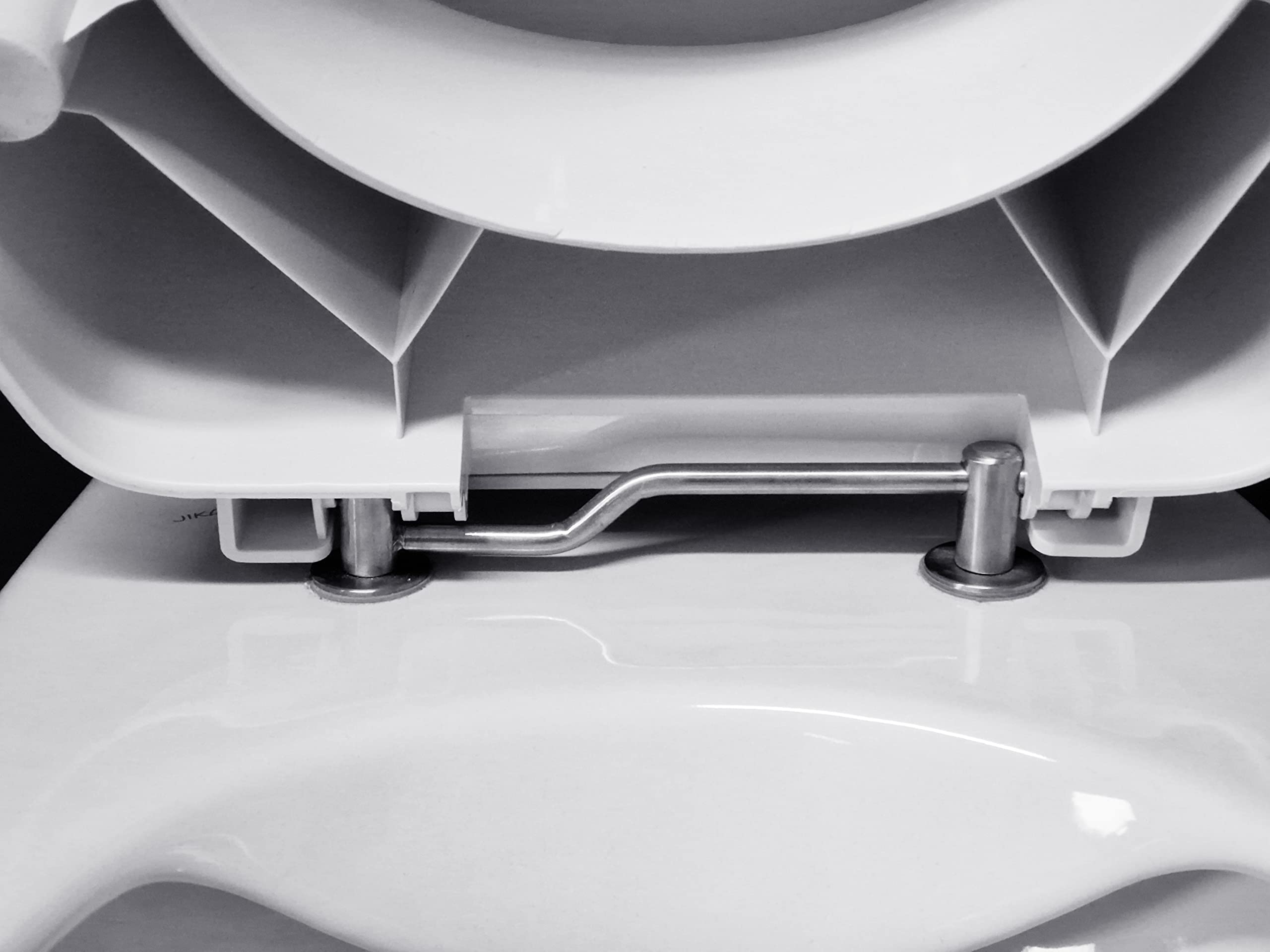 HYTO Toilettensitzerhöhung 12 cm mit stabilem Scharnier aus Edelstahl und Deckel, WC Sitzerhöhung für Senioren, Hoher Toilettensitz 12 cm, Sitzbrett für Senioren, Weiß | Stabiles Scharnier aus Edelstahl, Für Senioren, Hoher Toilettensitz