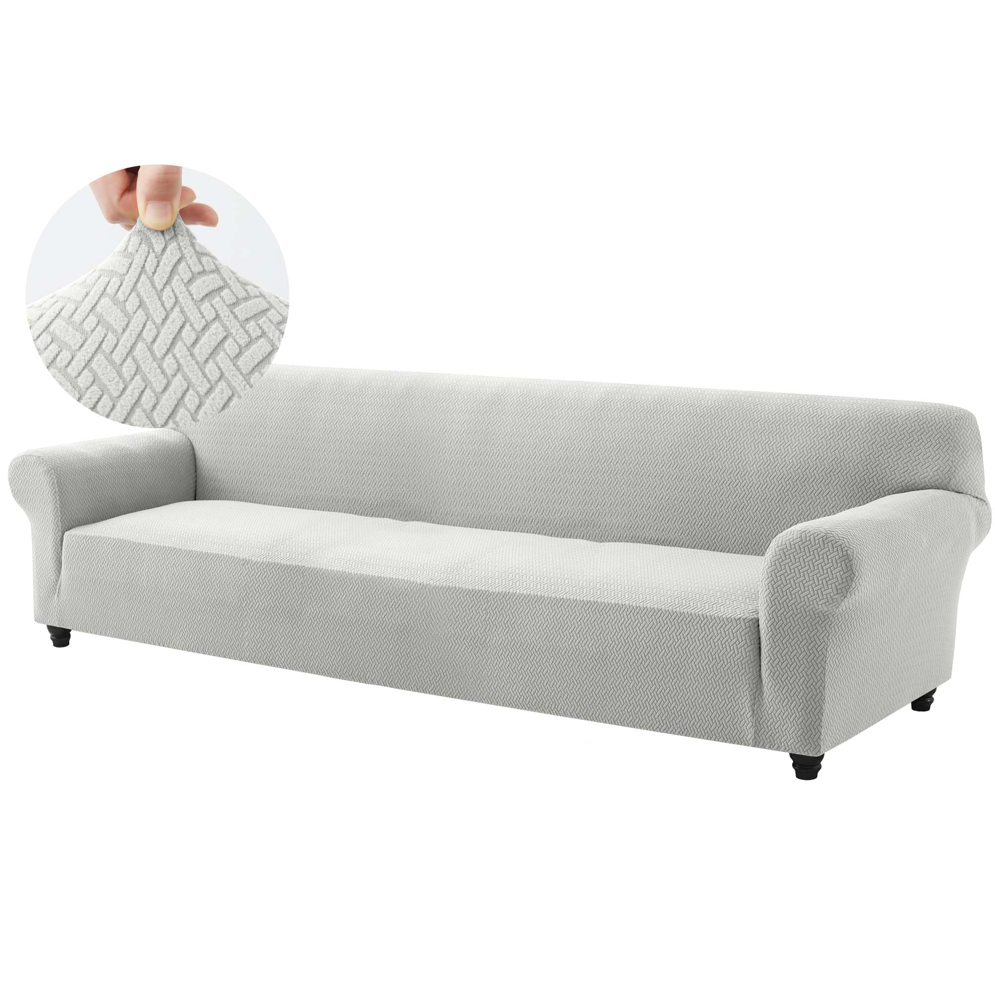 Hafaa 2 Pack High Stretch Sofa Cover 4 Seater Extra Large Couch Covers for Dogs Pets Cats Jacquard Spandex T Shaped Non Slip Sofa Slipcovers Super Soft Elastic Fit Furniture Protector (Silver Grey)