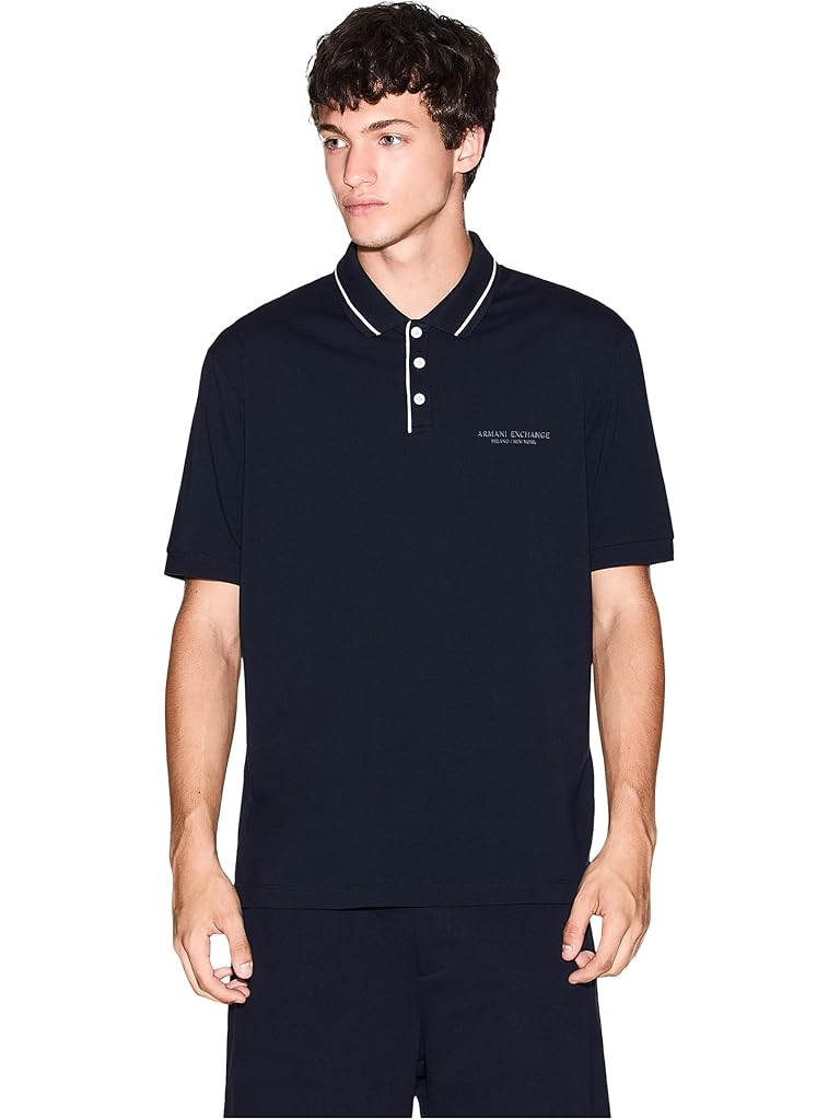 Navy Armani Exchange Milano/New York Logo Polo Shirt