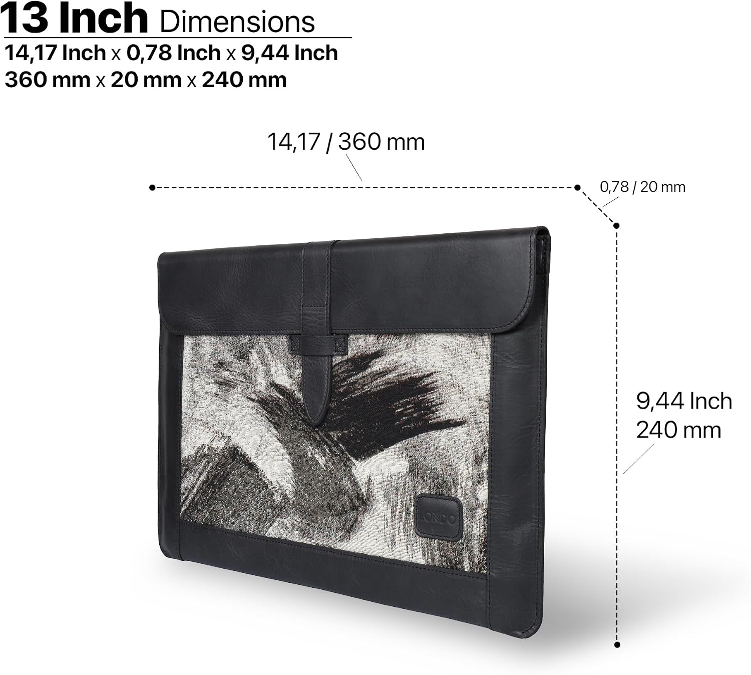 Londo Leather Sleeve Compatible with MacBook Pro 14 & Air 13-13.3 Inch (M5, M4, M3, M2, M1, Pro, Max) & iPad Pro 12.9, Premium Top Grain Leather Laptop Bag, 2020 to 2026 Models
