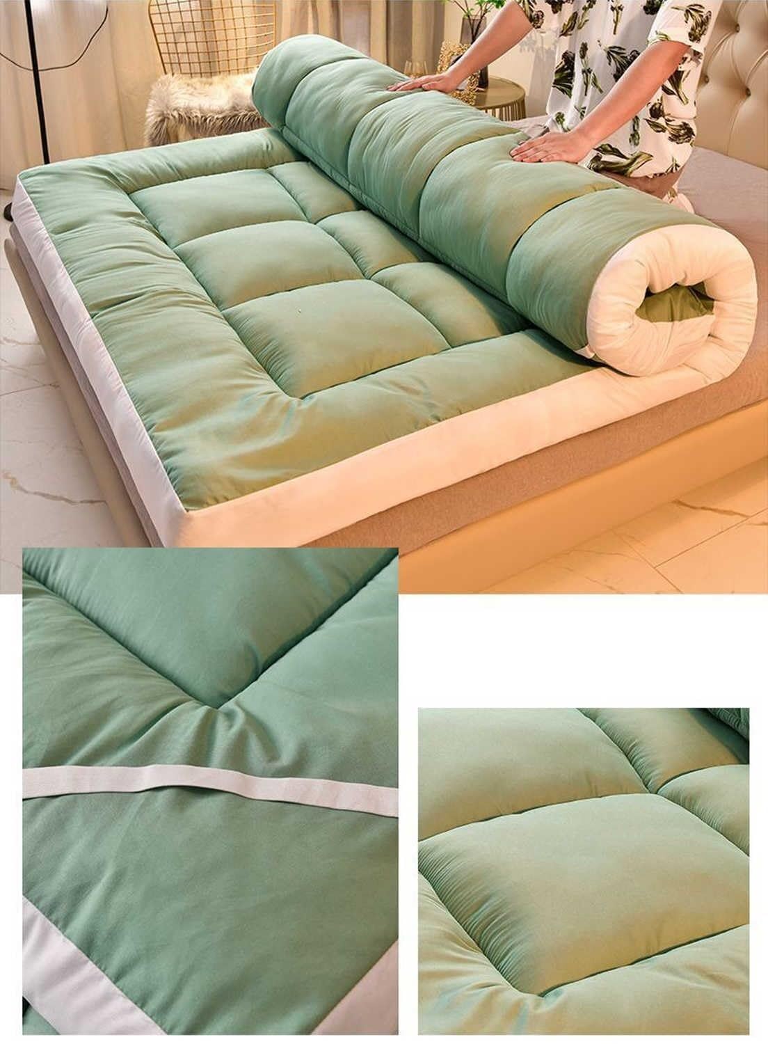 Materasso matrimoniale pieghevole, XL arrotolabile, materassino per dormire, materasso da meditazione, tappetino portatile da campeggio, divano letto per casa e viaggi, comfort e versatilità