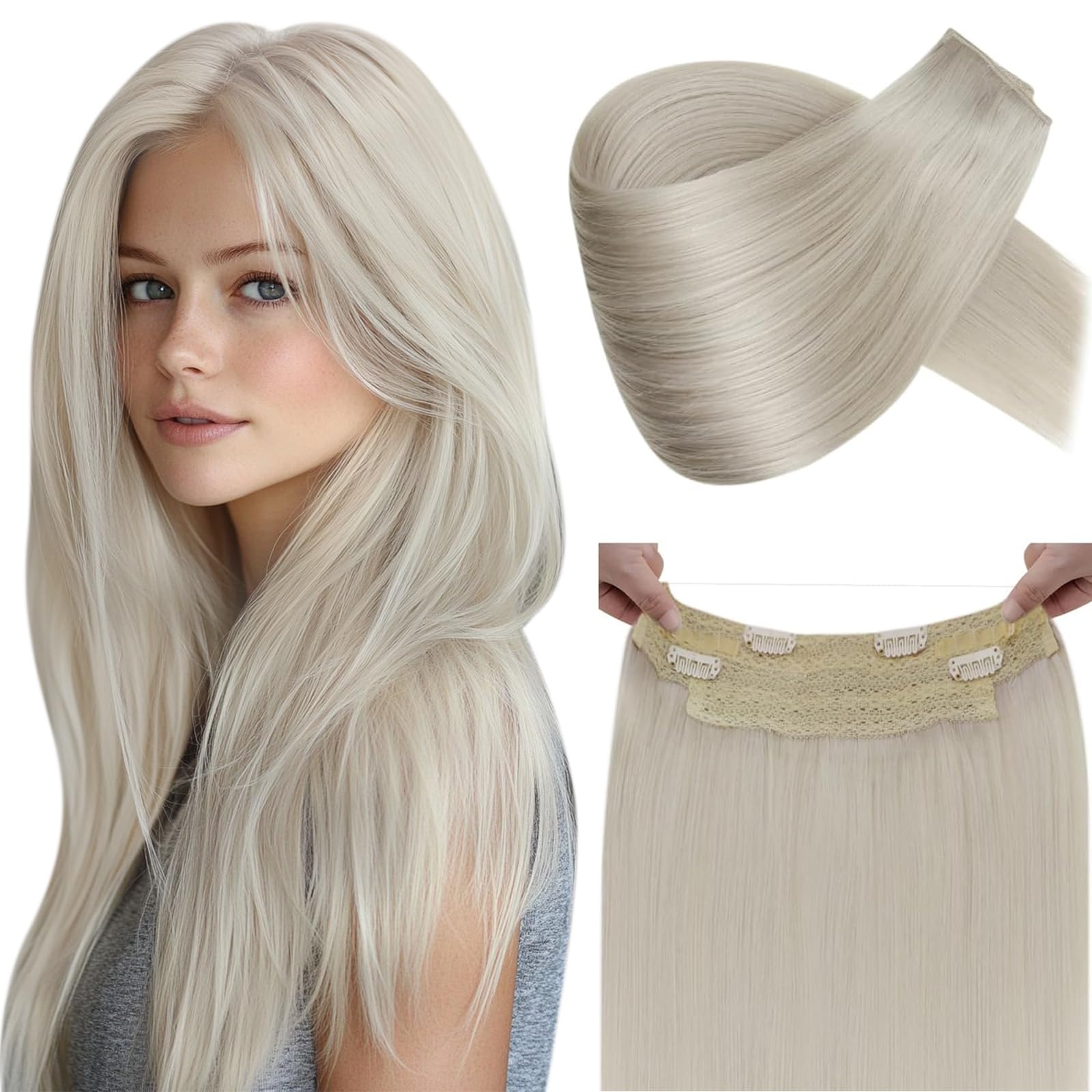 LaaVoo Wire Hair Extensions Human Hair 18 Inch Medium Brown Wire Human Hair Extensions Light Brown Human Hair Extensions Long Straight Hair 86g — view 54