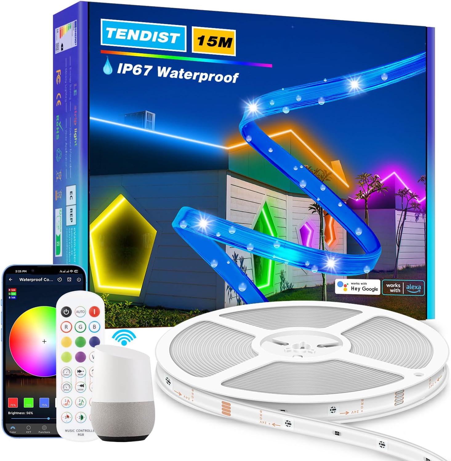 TENDIST Outdoor LED Strip, WiFi Led Strip Waterproof, IP67 RGB Outdoor