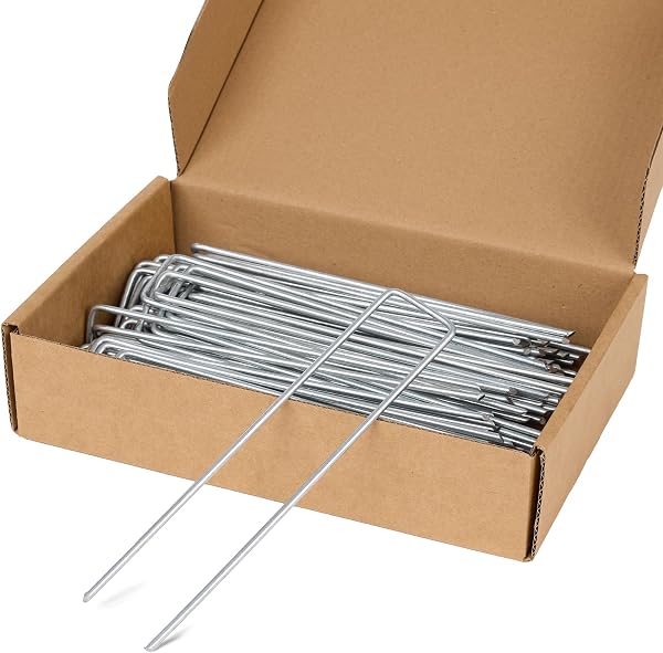 Flandria – Lot 100 Piquets de Fixation Acier Galvanisé 170 mm x 35 mm – Ø 3 mm – Agrafes de Jardin pour Toile de Paillage, Gazon Synthétique, Tuyaux - 4