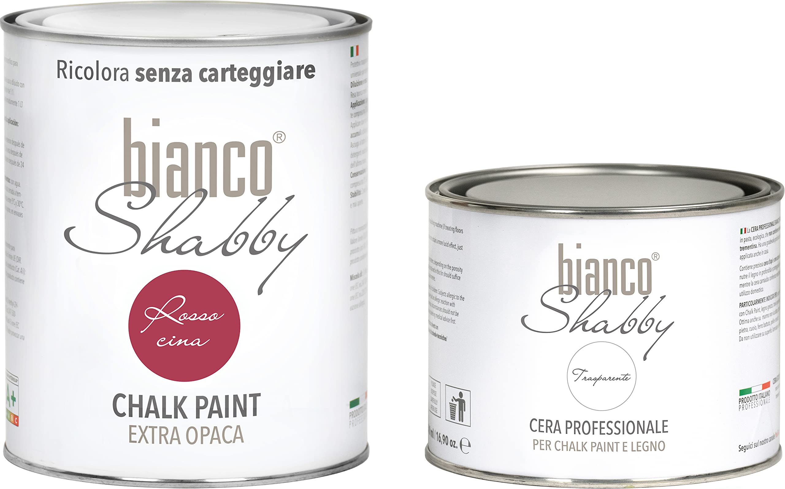 Chalk Paint Rojo China & Cera Neutra – Pintura Shabby Chic (1 litro) + Cera Profesional (500 ml)