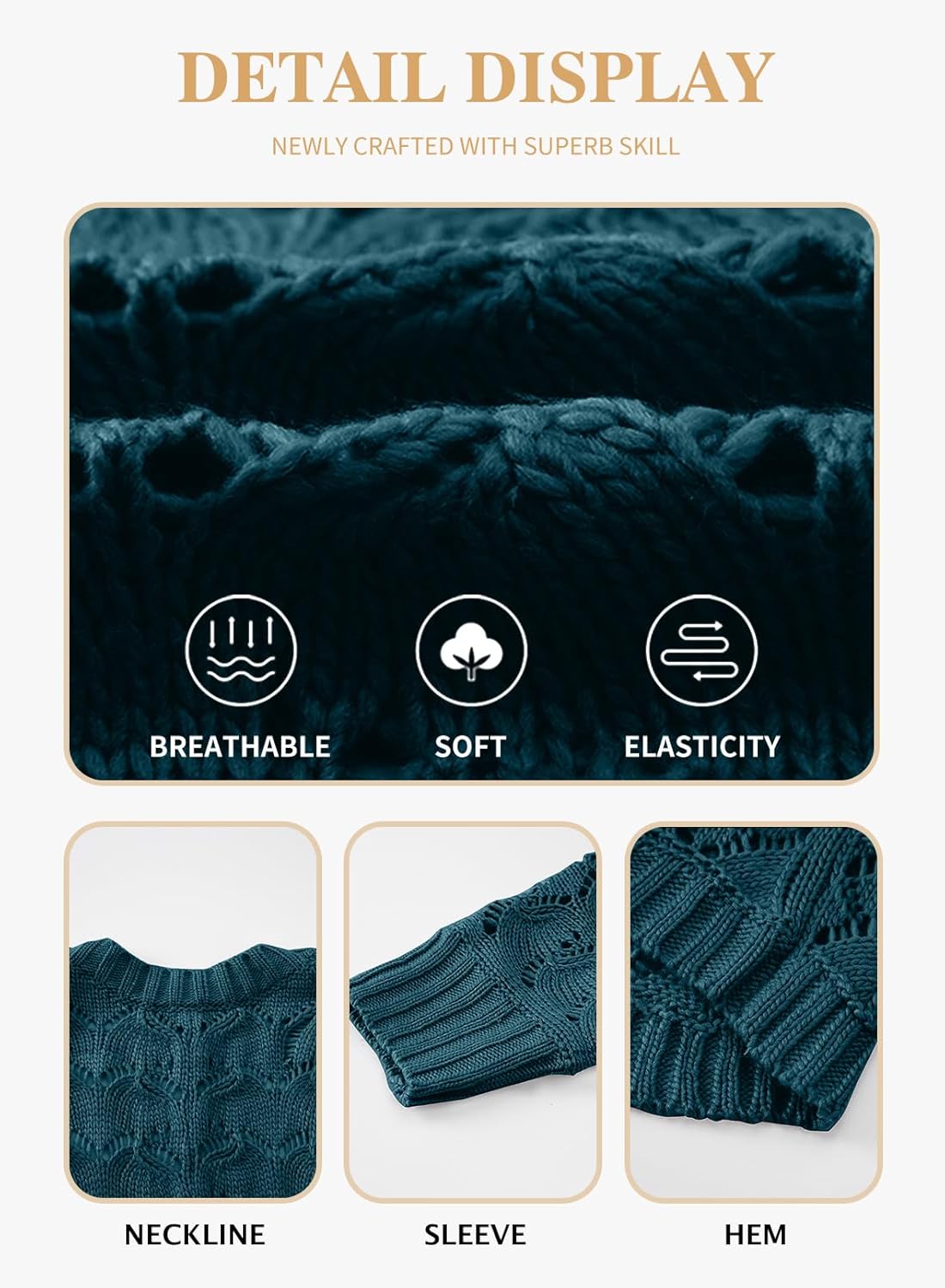 Eytino Womens Plus Size Crochet Cardigan Sweater Long Sleeve Hollow Out Open Front Cardigans Outwear(1X-5X) - Image 5