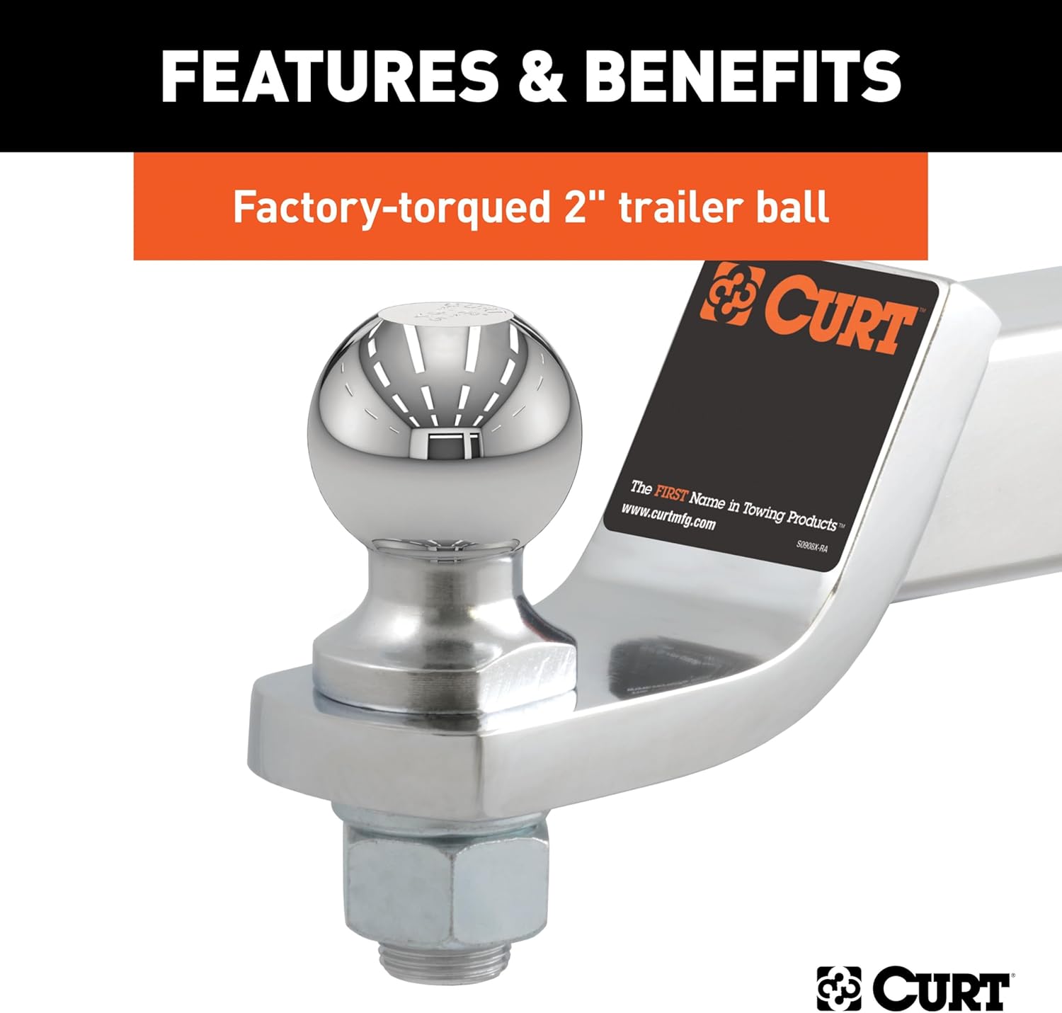 CURT Manufacturing 45295 Chrome Class III 2" Loaded Ball Mount with 2" Ball